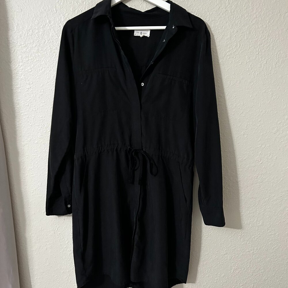 Lou & Grey LOFT Button-Down Black Shirt-Dress (Size S)